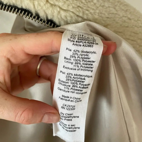 Aritzia Wilfred Verrier Plush Faux Sherling Jacket Coat Cream Size Small - Picture 9 of 9